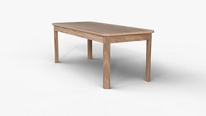 Rustic Wooden Table - Realistic Light Wood Furniture 3D Model with Clean Topology and PBR Textures 3D