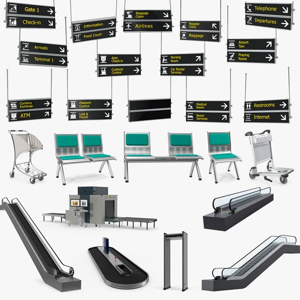 3D Airport Terminal Props model - TurboSquid 1980374