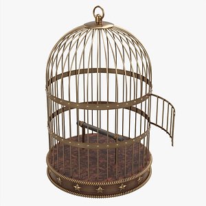 Vintage metal bird cage 3D model