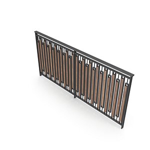 Metal and Wood Fence  Barrier Model for Gardens and Sidewalks 3D