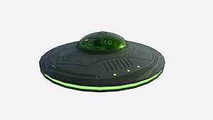 Alien Spaceship UFO B05 Dark Green - Sci Fi Spacecraft Design model