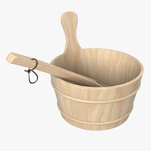 sauna wooden bucket 3D model