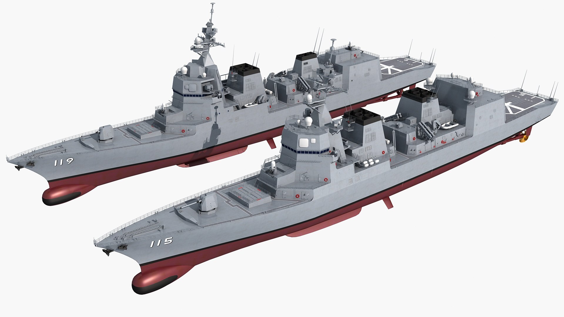 3D Akizuki Class And Asahi Class Destroyer - TurboSquid 2171434
