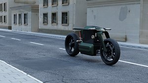 3D Futuristic Electric Motorcycle