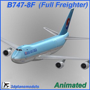 3d model b747-8 korean air cargo