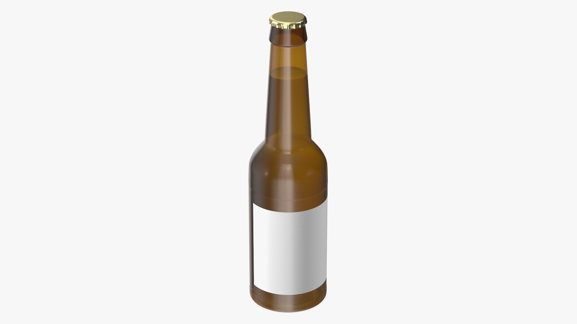 Glass Beer Bottle with Label 3D model preview