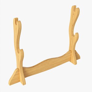 Katana stand 01 wooden 3D model