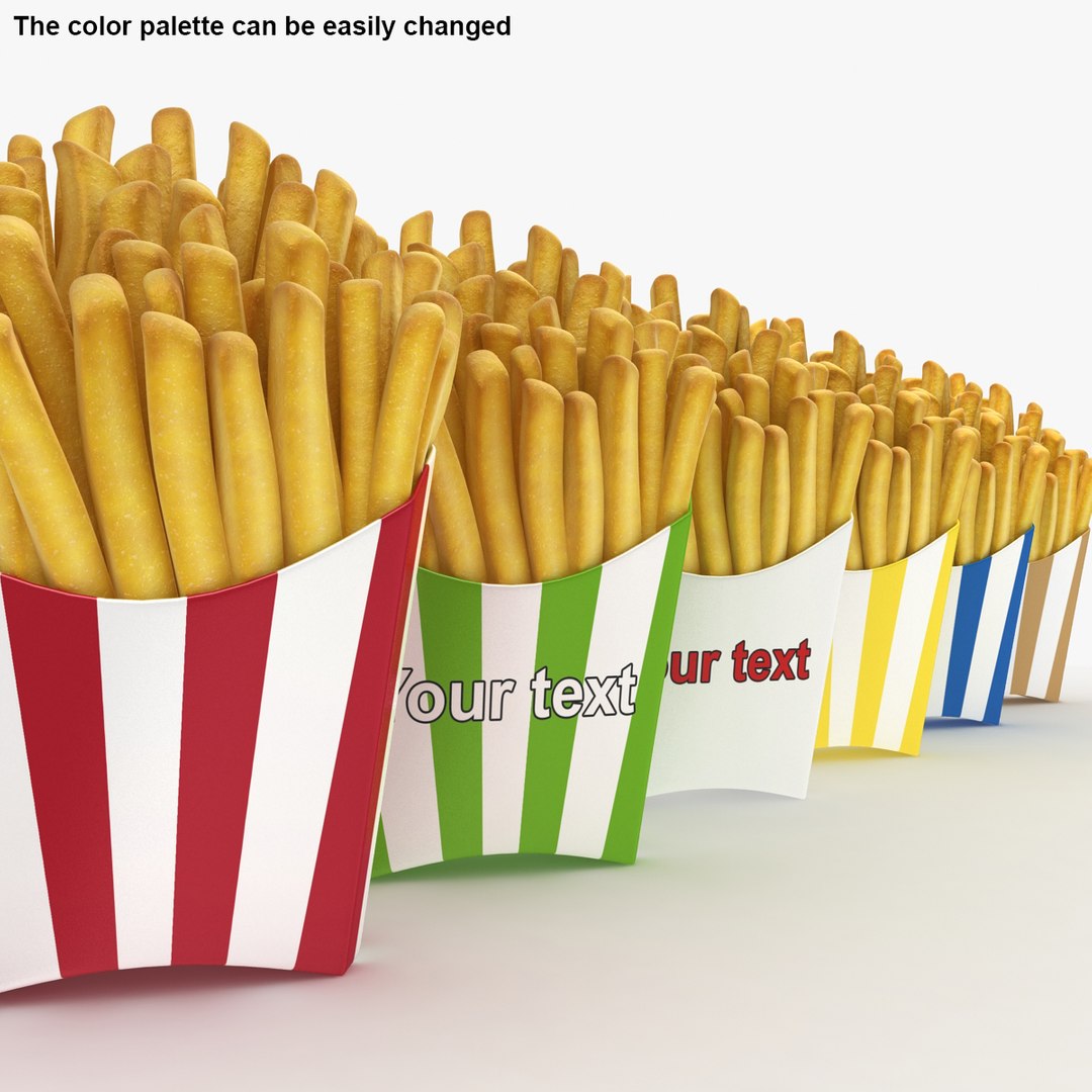 Realistic French Fries 3d Model