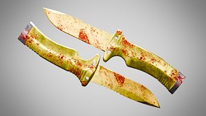 3D Knife 7 Sun Yellow FT With Blood