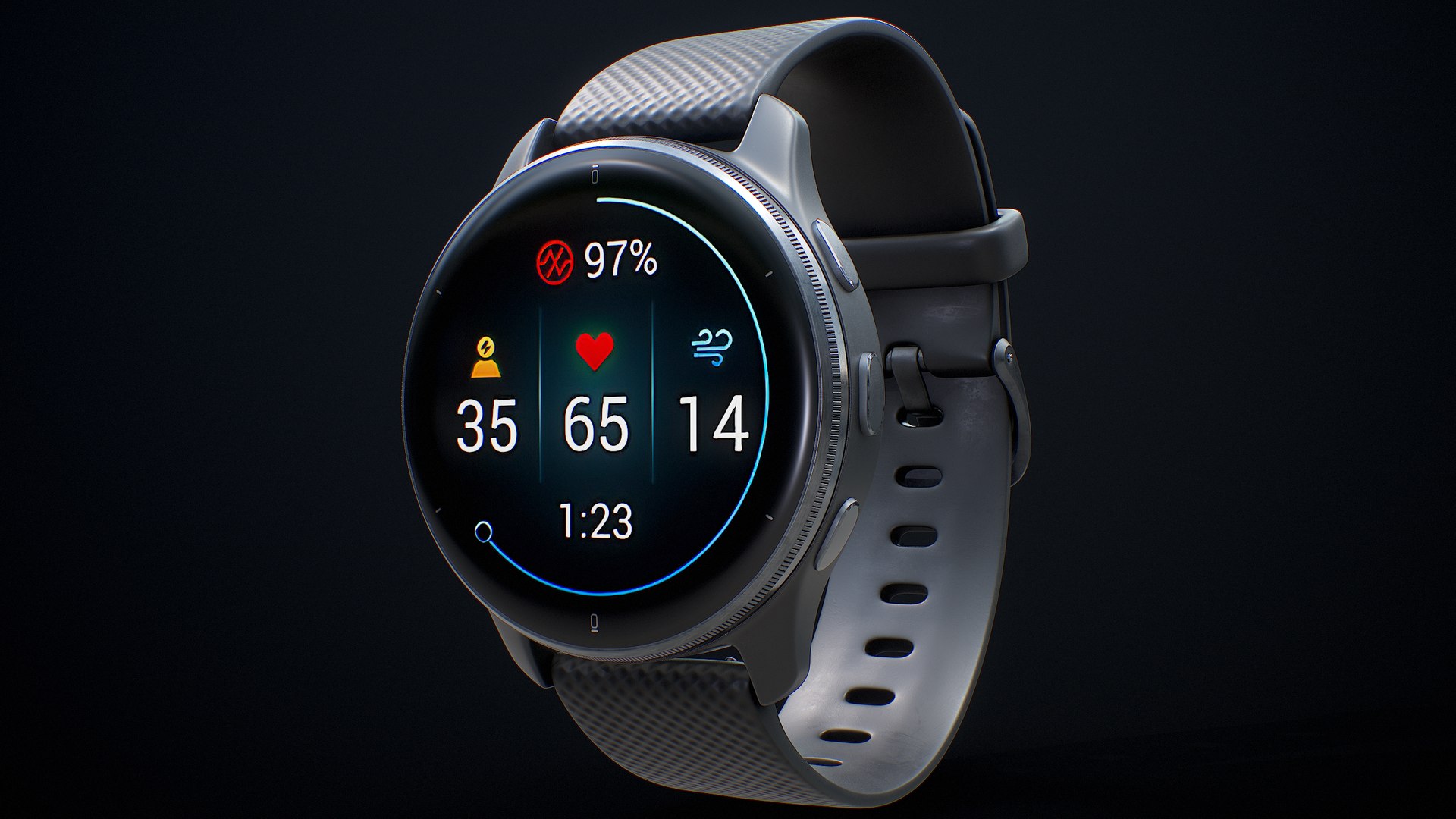 3D Smart Watch Garmin Venu 2 Black Skin PBR https://p.turbosquid.com/ts-thumb/Mv/RiUkQn/yl/r_viewport_008/png/1673466816/1920x1080/fit_q87/966603db63b2798360736d7f16a0e8d03e4c2dfa/r_viewport_008.jpg
