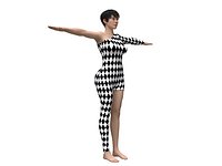 female character with Harlequin clothing
