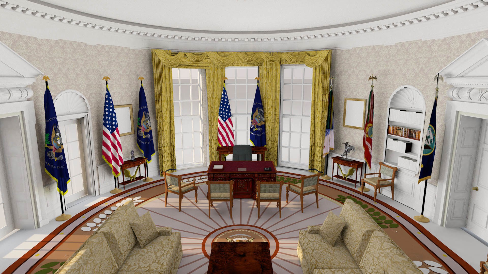3D Model The Oval Office - TurboSquid 1992173