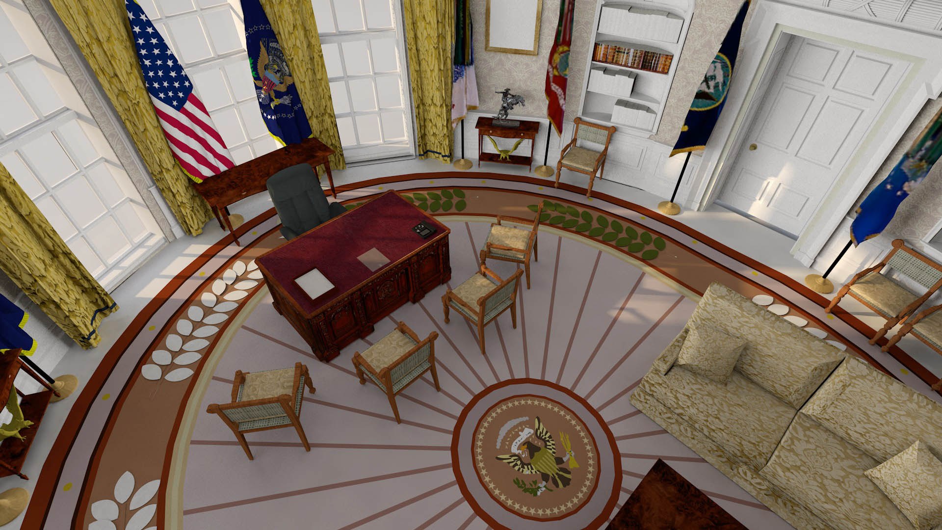 3D Model The Oval Office - TurboSquid 1992173