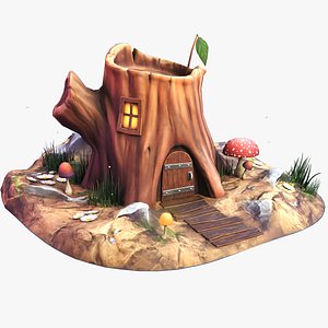 3D Stylized Tree Stump House