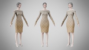 Dress 11 Grullo With Design 3D model
