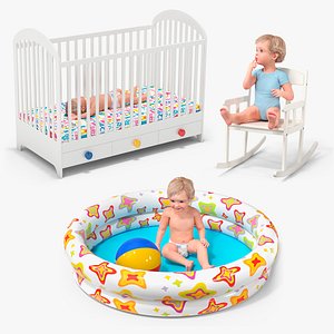 3D model Toddler Baby with Children Accessories Collection