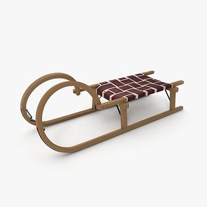 3D sledge sled wood model