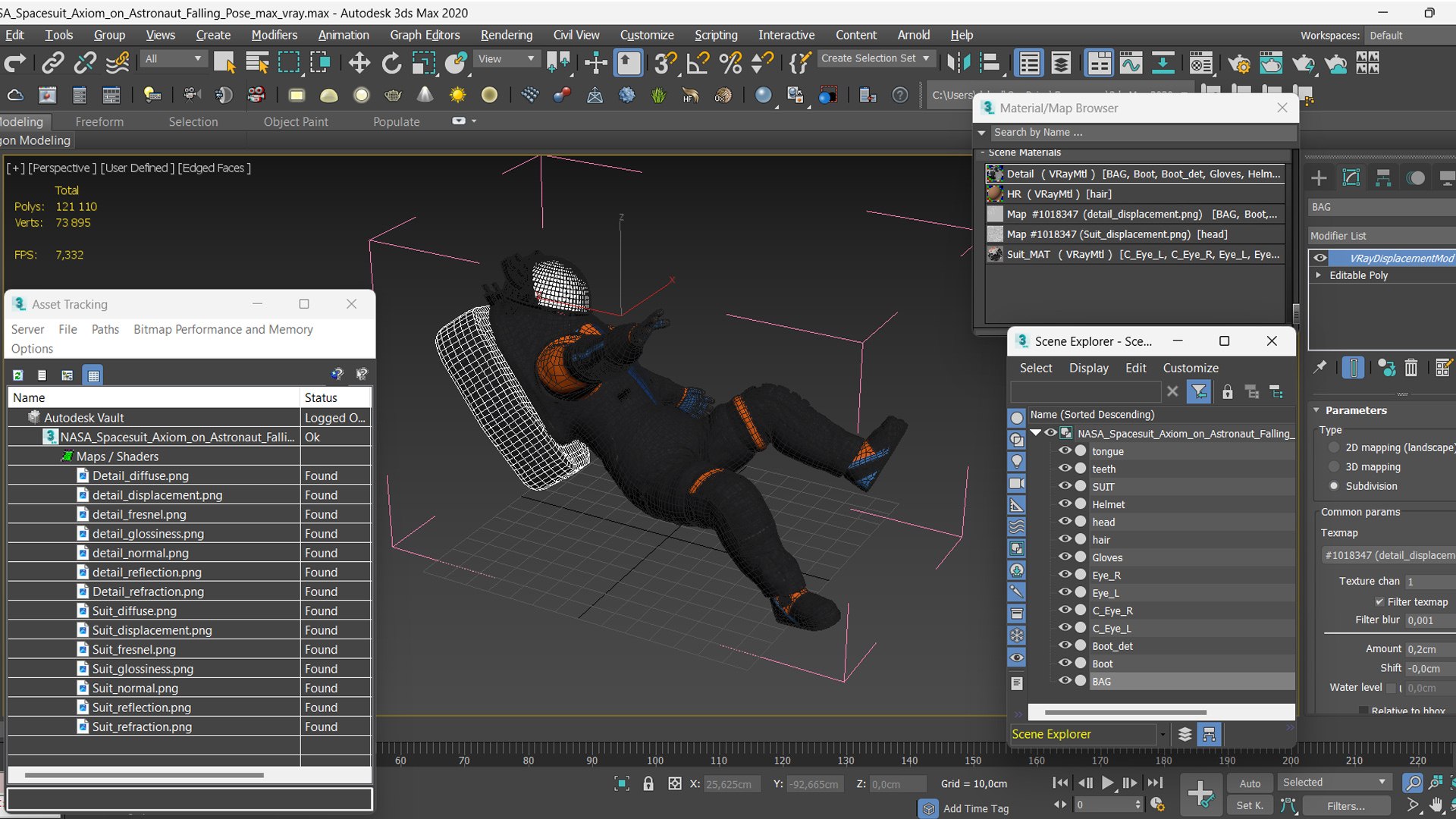 3D NASA Spacesuit Axiom On Astronaut Falling Pose Model - TurboSquid ...