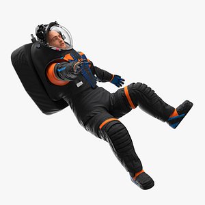 3D NASA Spacesuit Axiom on Astronaut Falling Pose model