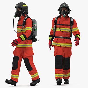 Firefighter Fully Equipped Rigged for Modo 3D model
