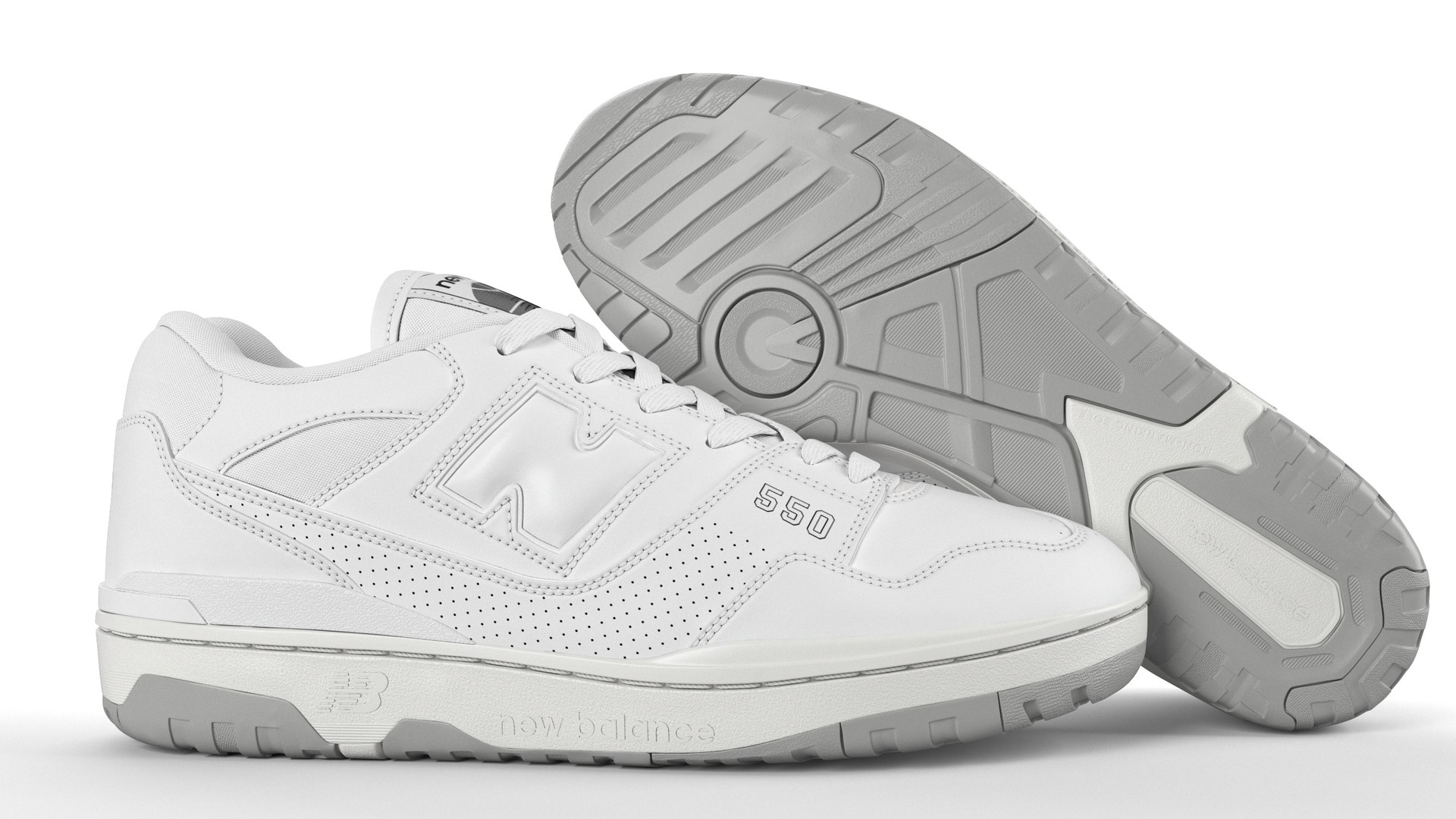 New Balance 550 White Grey PBR Model TurboSquid 2016888