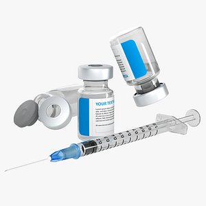 3D Vaccine Vial Syringe Covid Corona Virus Dose