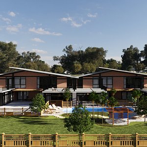 Contemporary Twin Villas with Pool 3D model
