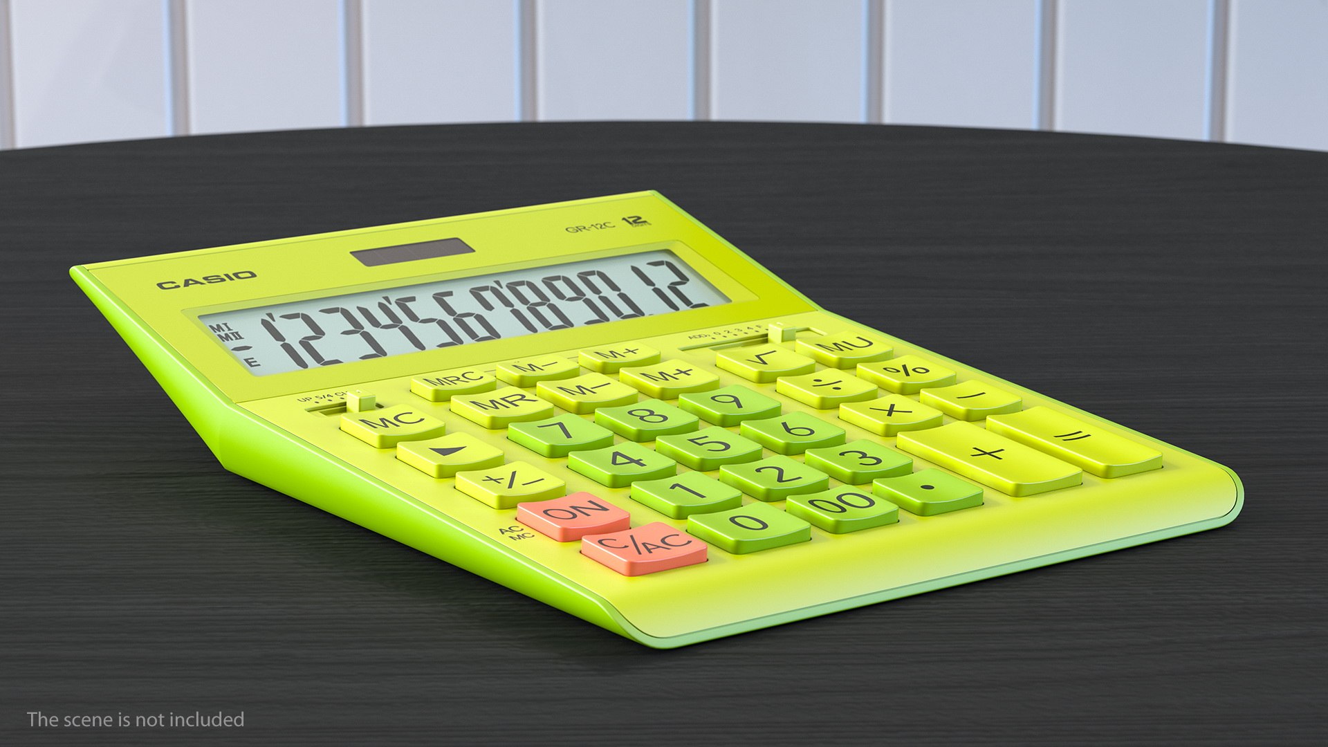 Casio GR-12C Yellow Calculator 3D model preview