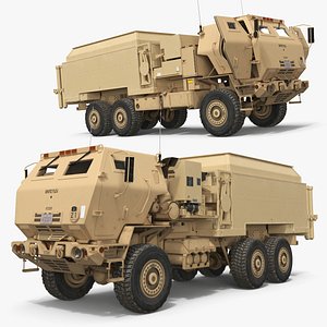 3D Mobile Air Defense Command Truck Desert Simplified