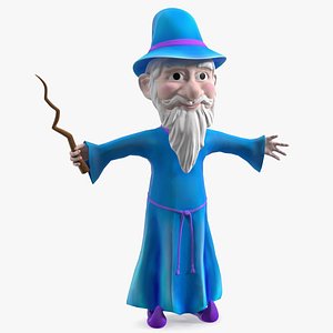 Old Wizard Cartoon Character Rigged