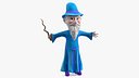 Old Wizard Cartoon Character Rigged