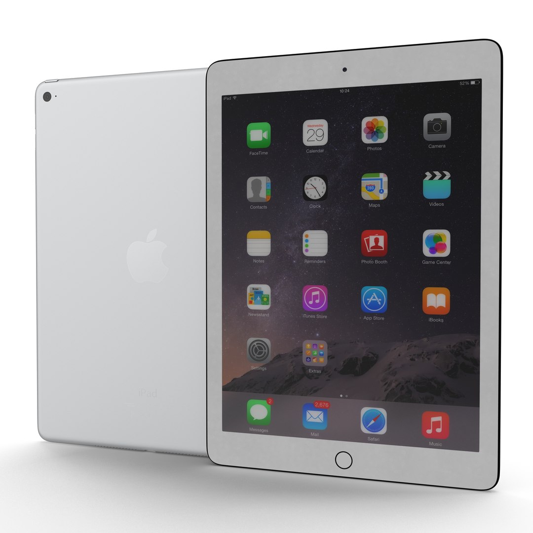 iPad Air 2 Silver 2 3D Model 3D model preview