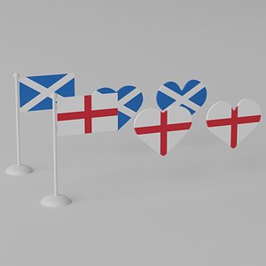 Heart Shaped England and Scotland Flag model