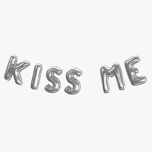Foil Baloon Words Kiss me Silver 3D model