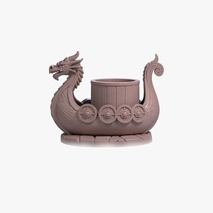 Viking Ship Pencil Holder 3D Printable Desk Accessory Home Decor STL File 3D STL Digital Downloa 3D model