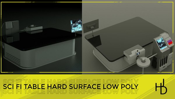 3D Sci fi table hard surface Low poly