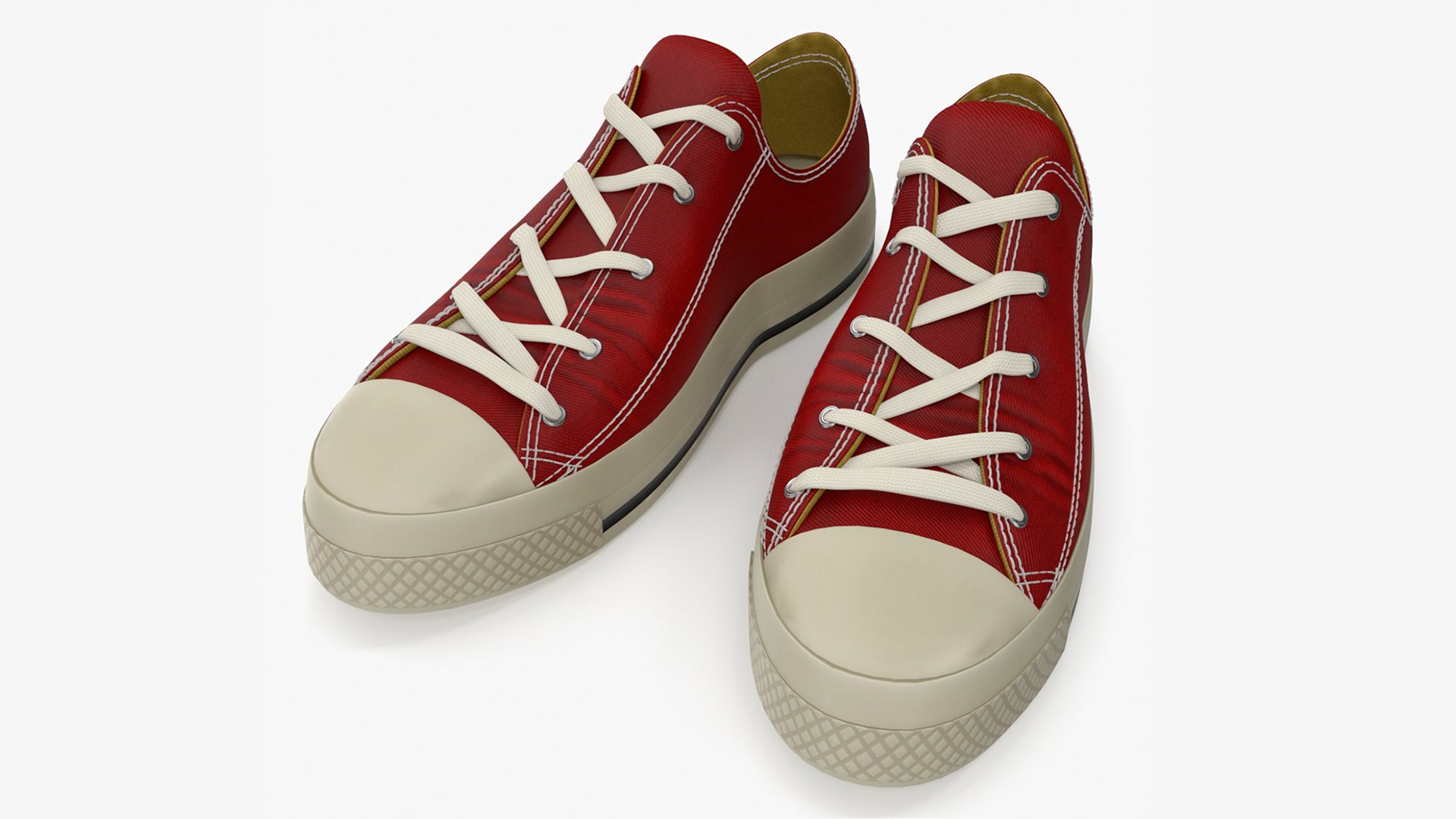 Low Top Canvas Red Sneakers 3D model preview