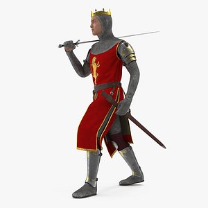 3D crusader knight king walking model