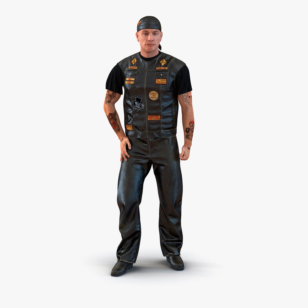 Biker Man Rigged 3D Model 3D model preview