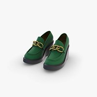 Green Suede Platform Loafers
