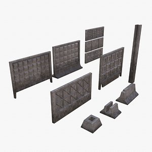 Set of construction concrete fences