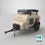 3D Camping Beige Trailer Teardrop Lights On