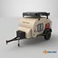 3D Camping Beige Trailer Teardrop Lights On