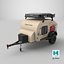 3D Camping Beige Trailer Teardrop Lights On
