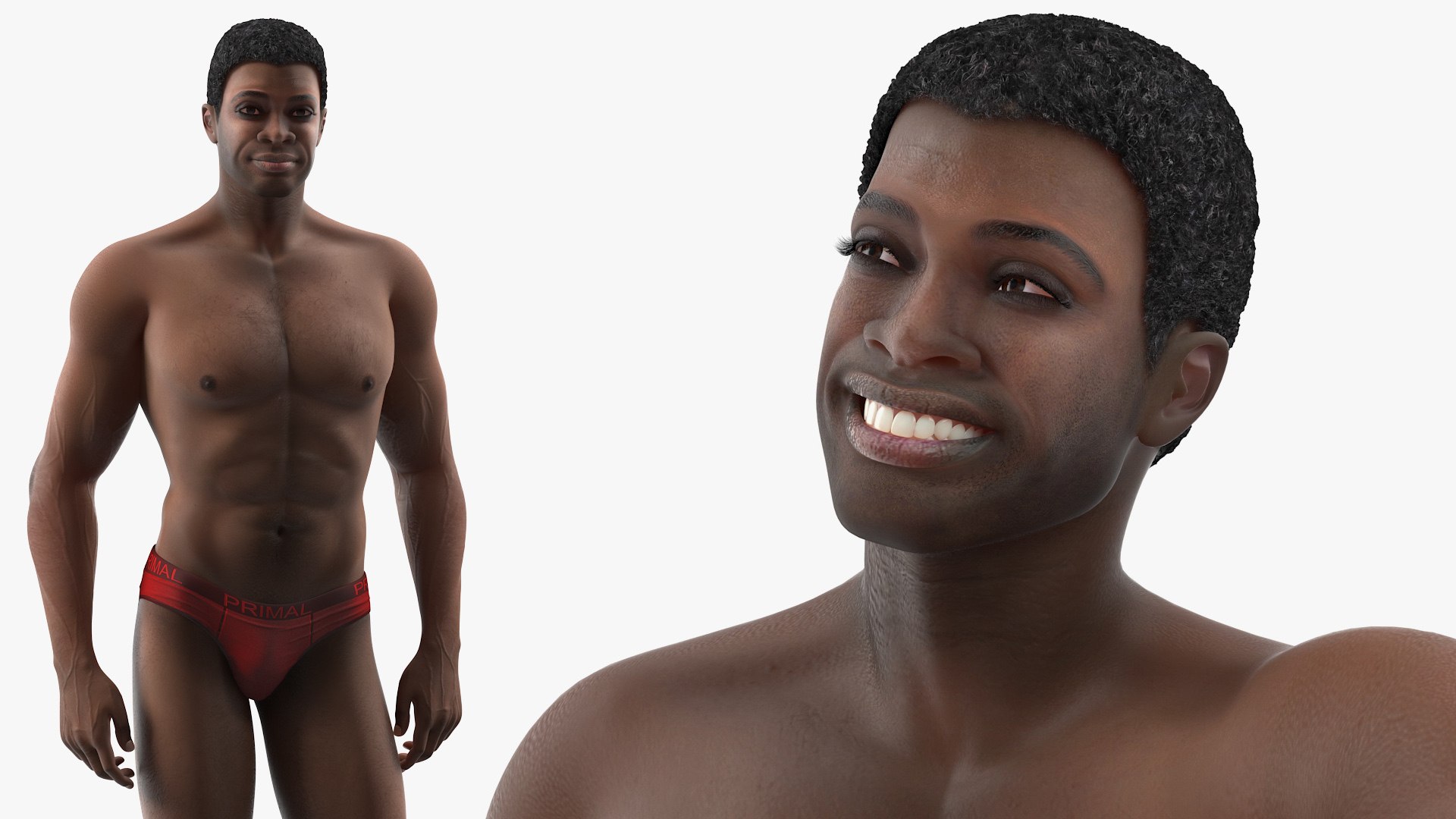 African American Man Rigged for Modo 3D model preview