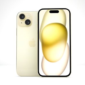 3D iPhone 15 Yellow