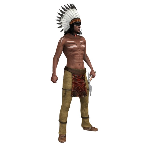 rigged native american chief 3D