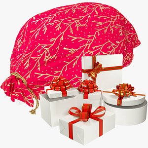 Santa Bag and Gift Boxes Collection V13 3D model