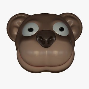 Cute Cartoon Monkey Head 3D