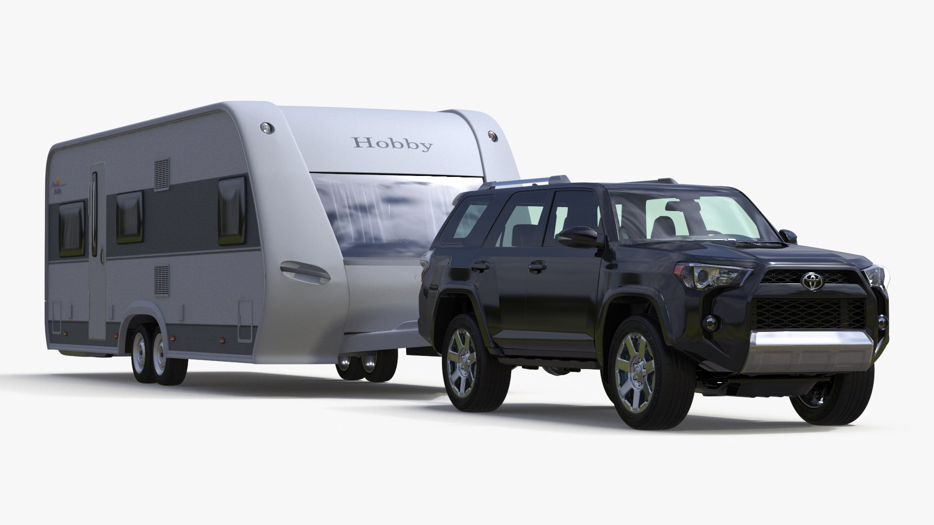 Toyota 4Runner Towing Caravan Hobby 3D model preview